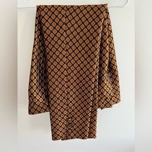 Geometric Patterned Brown Pants